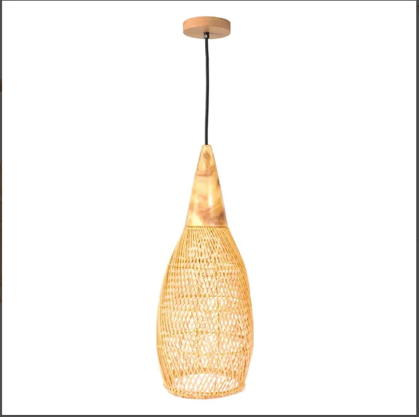 Pendente Otaki Madeira e Rattan Natural 23x55cm