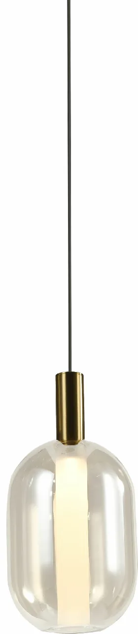 Pendente SPIA Ø13x26cm Dourado e Vidro Âmbar 4W 3000K