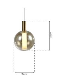 Pendente SPIA Ø15x21cm Dourado e Vidro Âmbar 4W 3000K — imagem 2