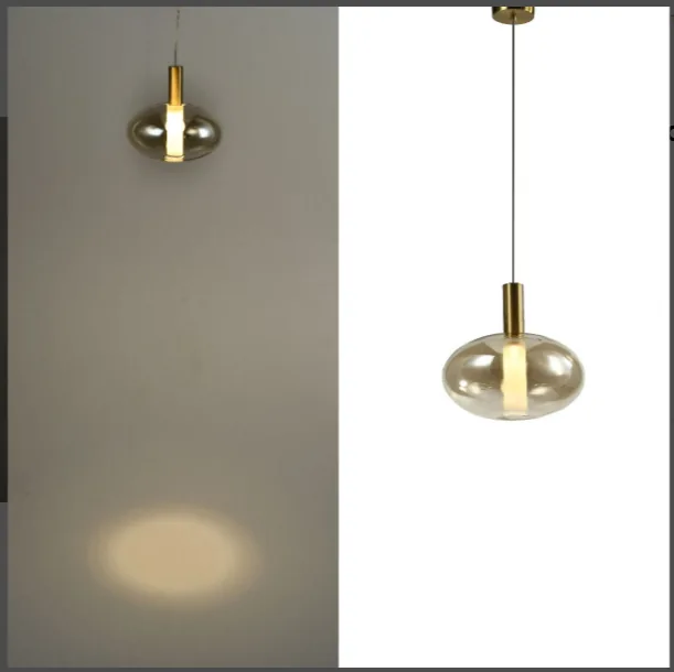 Pendente Spia Ø20cm Dourado e Vidro Âmbar 4W 3000K